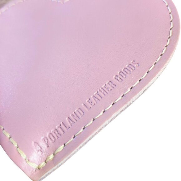 Portland Leather Heart Coin Pouch Keychain Vintage Pink Brass Zip Bag Charm - Picture 2 of 5